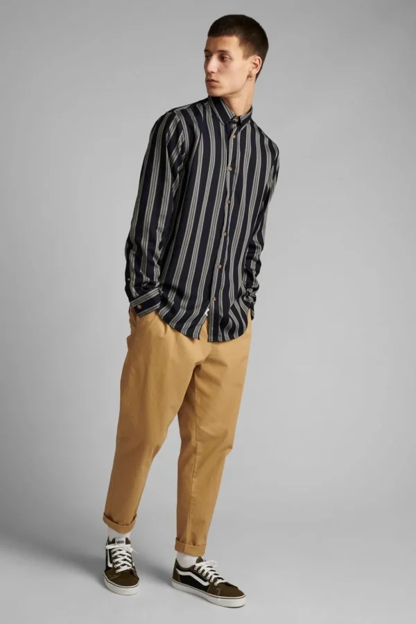 Mand Anerkjendt Aklouis Tencel Stripe Shirt - Sky Captain