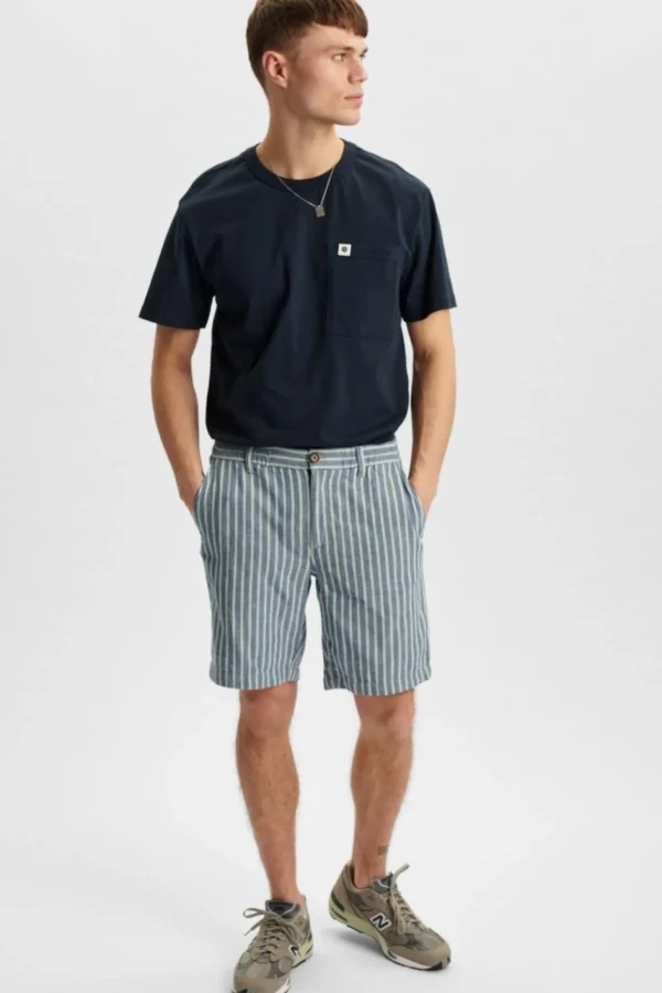 Mand Anerkjendt Aklt John Stripe Shorts - Cornet Blue