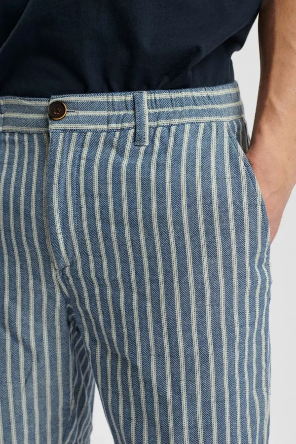 Mand Anerkjendt Aklt John Stripe Shorts - Cornet Blue