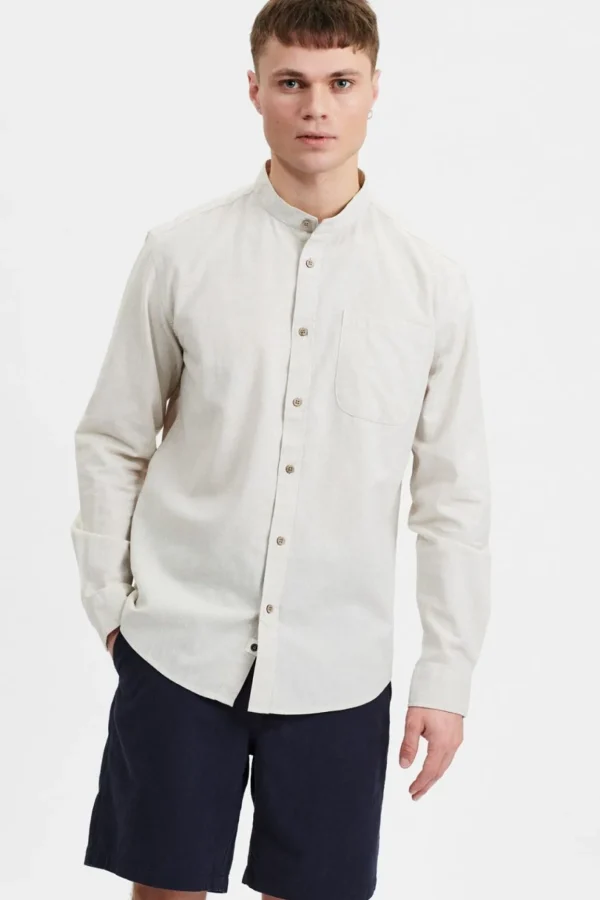 Mand Anerkjendt Aklukas Cot/Linen Shirt - Brown Rice