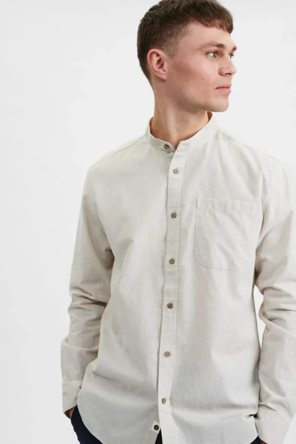 Mand Anerkjendt Aklukas Cot/Linen Shirt - Brown Rice