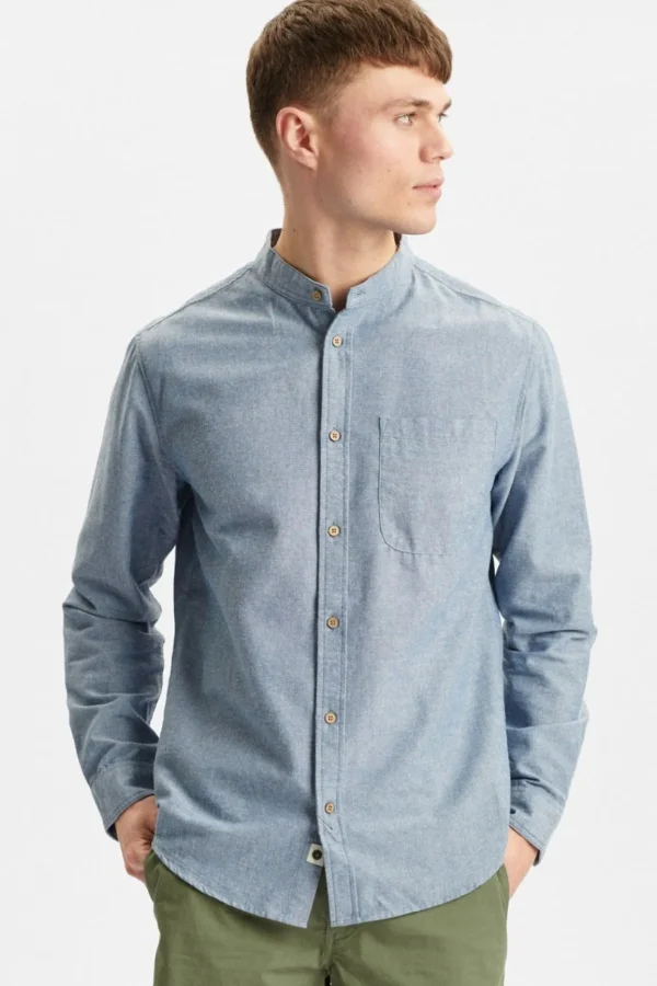 Mand Anerkjendt Aklukas Cot/Linen Shirt - Cornet Blue