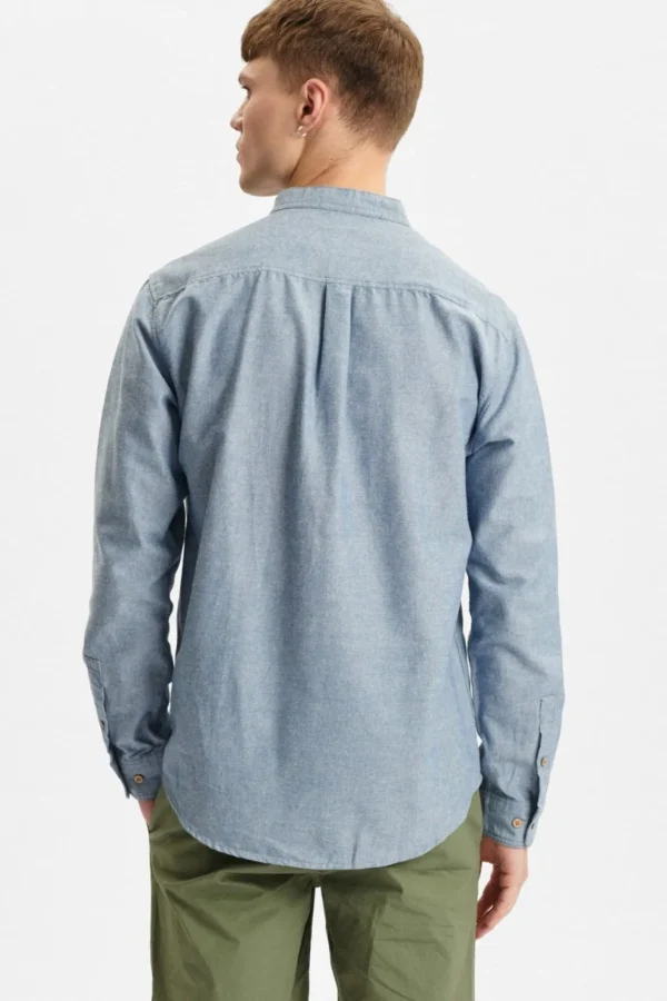 Mand Anerkjendt Aklukas Cot/Linen Shirt - Cornet Blue