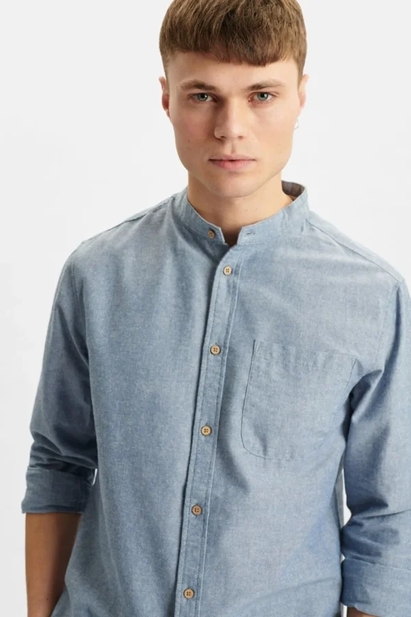 Mand Anerkjendt Aklukas Cot/Linen Shirt - Cornet Blue