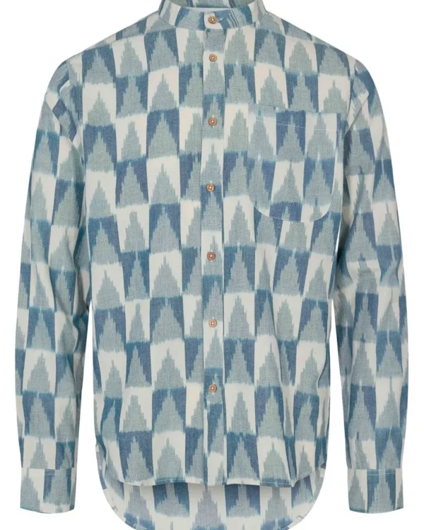 Mand Anerkjendt Aklukas Ikkat Shirt - Copen Blue