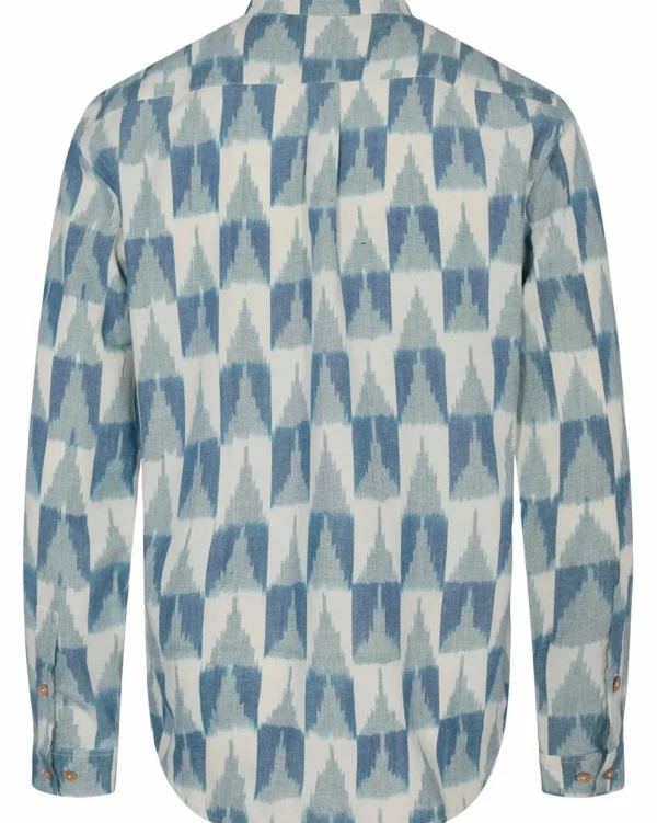 Mand Anerkjendt Aklukas Ikkat Shirt - Copen Blue