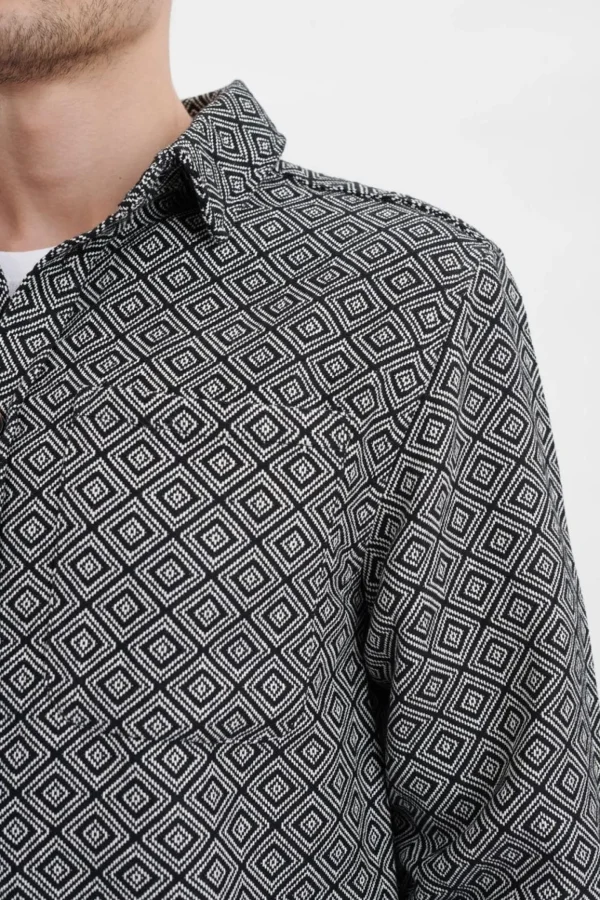 Mand Anerkjendt Aklukas Jacquard Overshirt - Caviar