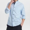 Mand Anerkjendt Aklukas Linen Shirt - Sky Blue