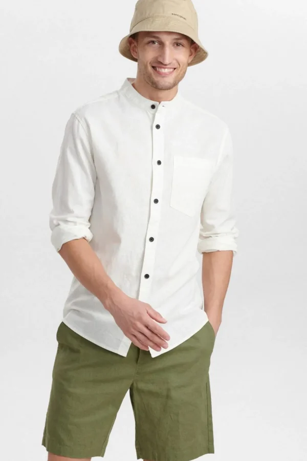 Mand Anerkjendt Aklukas Linen Shirt - Tofu