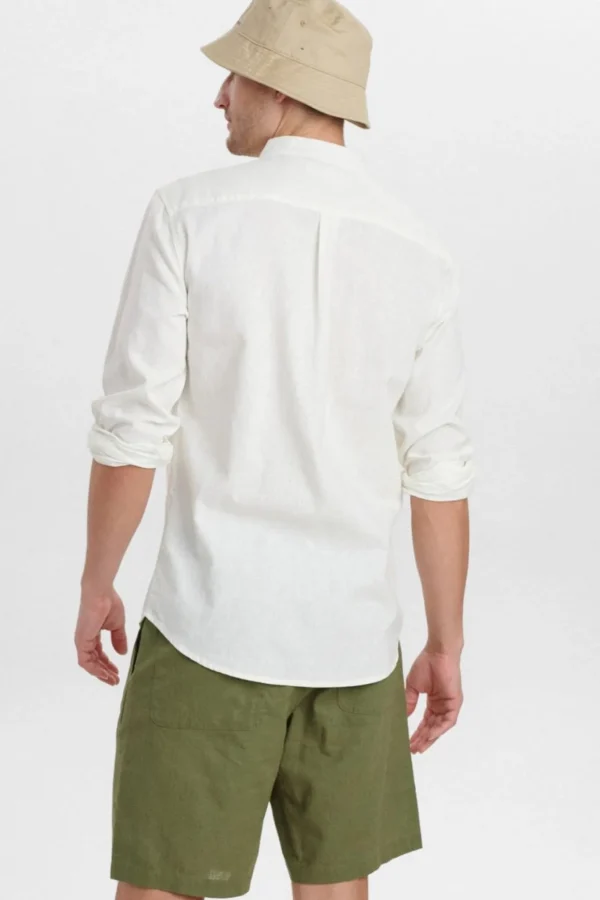 Mand Anerkjendt Aklukas Linen Shirt - Tofu