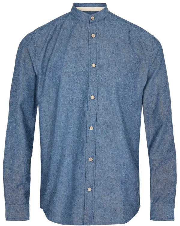 Mand Anerkjendt Aklukas L/S Cot/Linen Shirt - Dark Navy