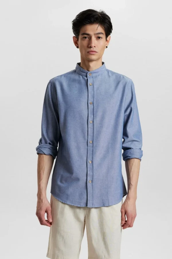 Mand Anerkjendt Aklukas L/S Cot/Linen Shirt - Indian Teal