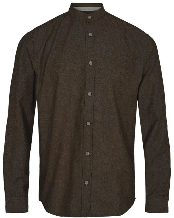 Mand Anerkjendt Aklukas L/S Cot/Linen Shirt - Chocolate Brown