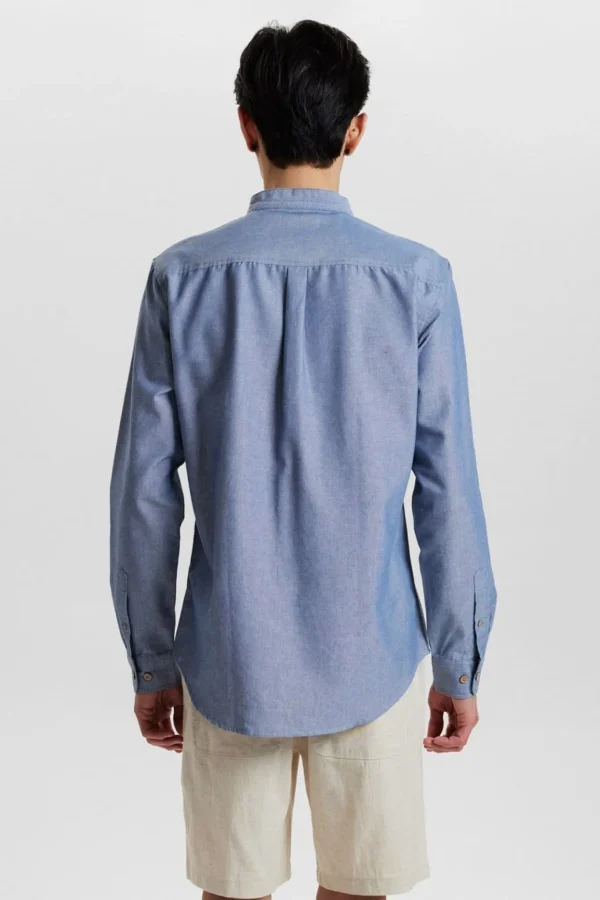 Mand Anerkjendt Aklukas L/S Cot/Linen Shirt - Indian Teal