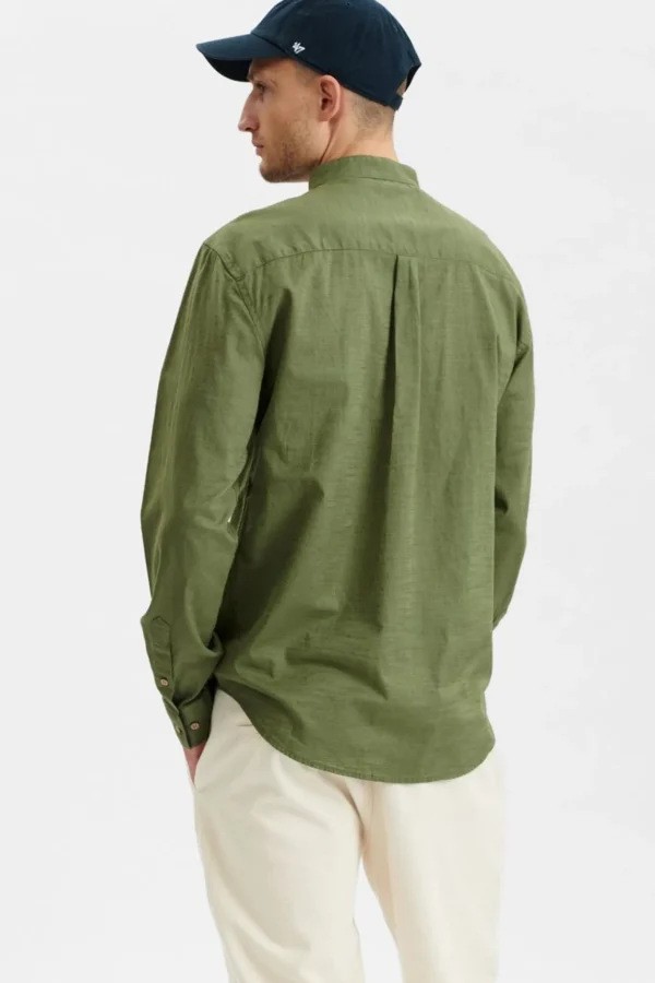 Mand Anerkjendt Aklukas Ls Structure Shirt - Olivine