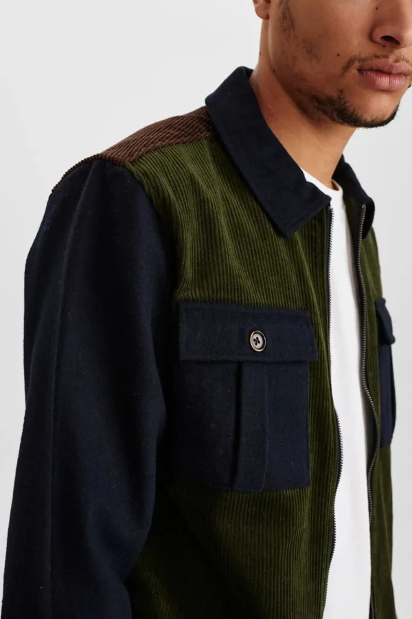 Mand Anerkjendt Akmilan Wool/ Cord Mix Overshirt - Deep Forrest