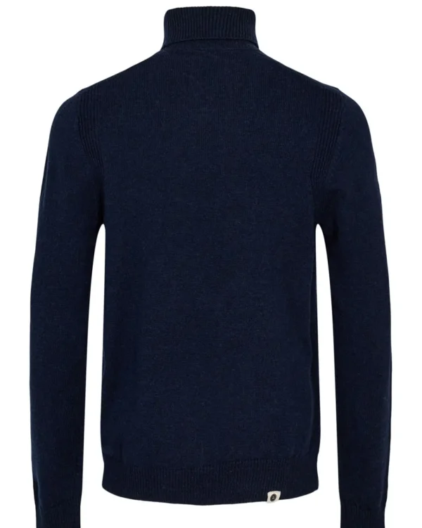 Mand Anerkjendt Aknico Solid Roll Neck Lambswool - Dark Navy