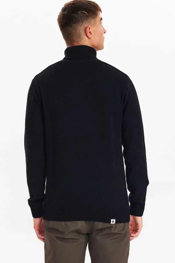 Mand Anerkjendt Aknico Solid Roll Neck Lambswool - Caviar