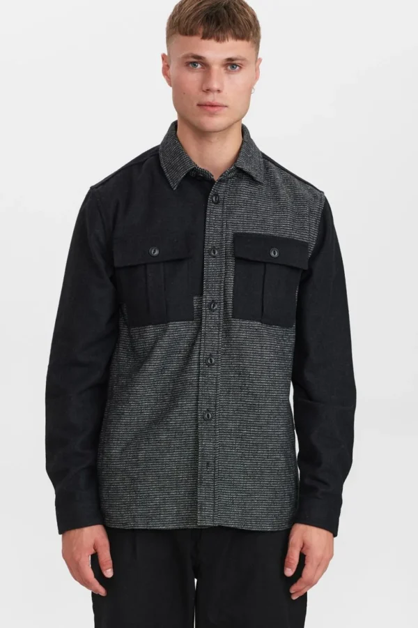 Mand Anerkjendt Akoscar Mix Mel Overshirt - Granit Grey Mel