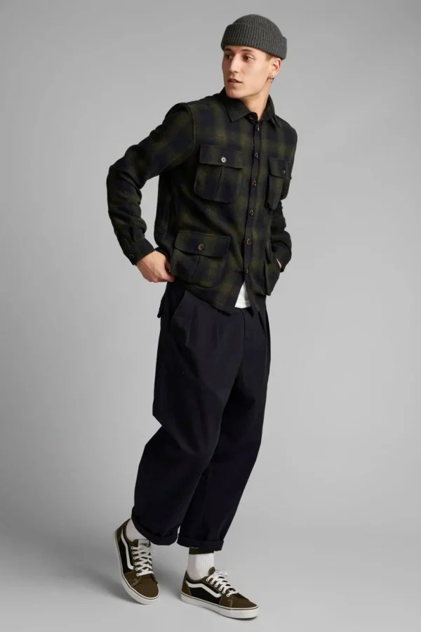 Mand Anerkjendt Akoscar Wool Check Overshirt - Pacific