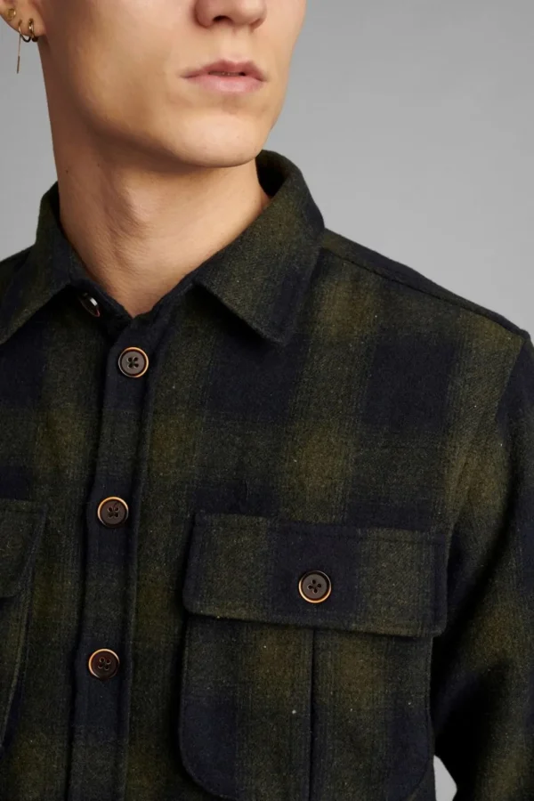 Mand Anerkjendt Akoscar Wool Check Overshirt - Pacific