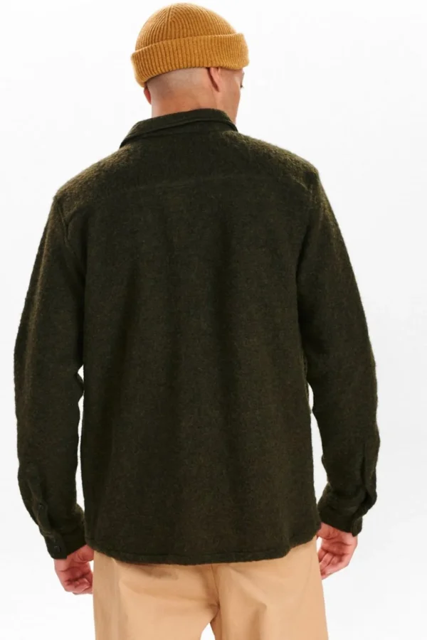 Mand Anerkjendt Akoscar Wool Double Pocket Os - Dark Olive