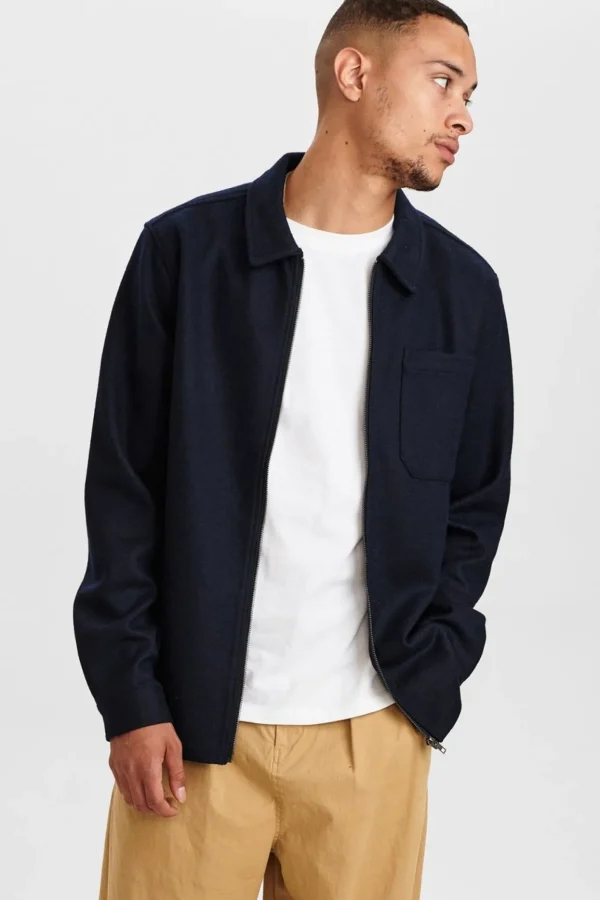 Mand Anerkjendt Akoscar Wool Overshirt - Sky Captain