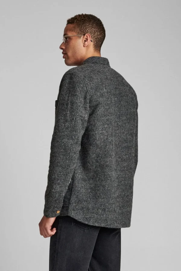 Mand Anerkjendt Akotto Boild Wool Overshirt - Dark Grey Mel