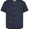 Mand Anerkjendt Akotto S/S Cotton Shirt - Dark Navy