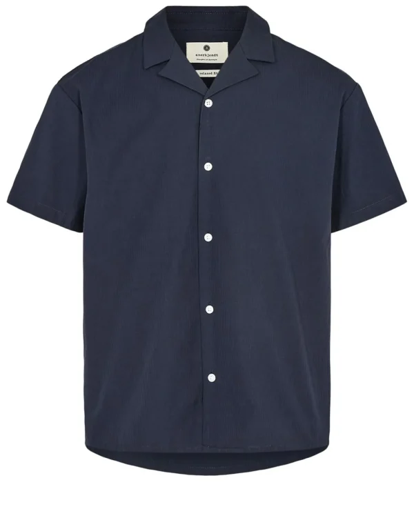 Mand Anerkjendt Akotto S/S Cotton Shirt - Dark Navy