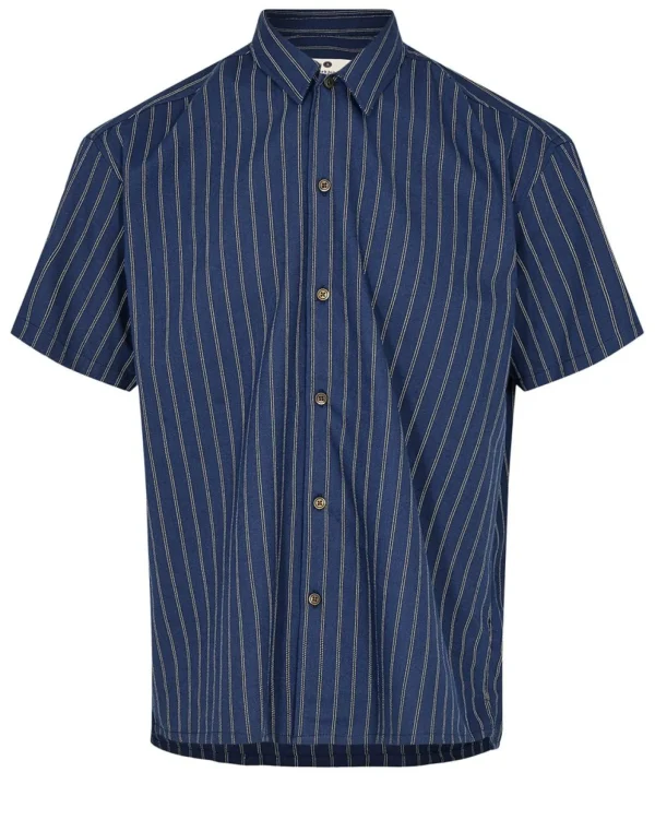 Mand Anerkjendt Akotto S/S Stripe Shirt - Dark Navy