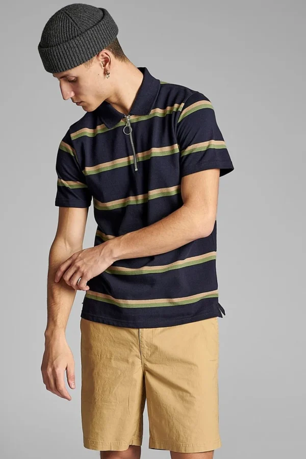 Mand Anerkjendt Akralf Polo Stripe - Sky Captain