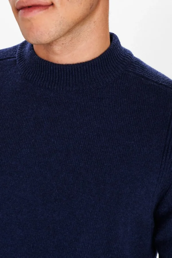 Mand Anerkjendt Akrico Lambswool Knit - Dark Navy