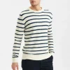 Mand Anerkjendt Akrico Stripe Knit - Dress Blues