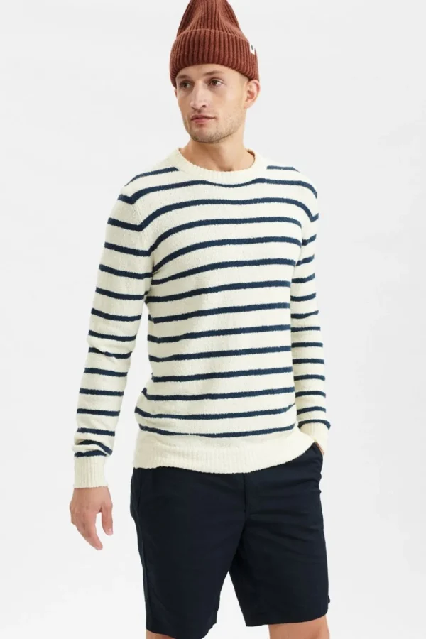 Mand Anerkjendt Akrico Stripe Knit - Dress Blues