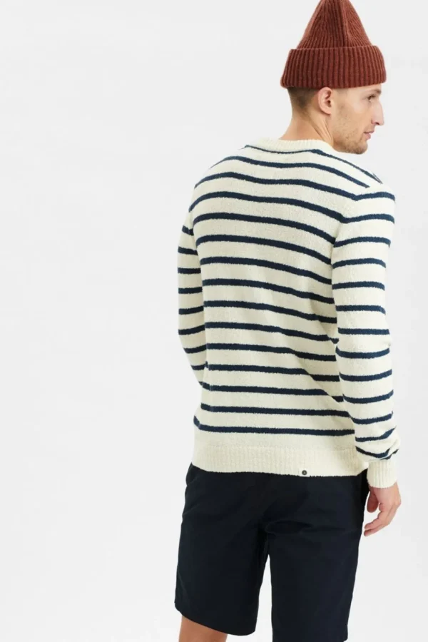 Mand Anerkjendt Akrico Stripe Knit - Dress Blues