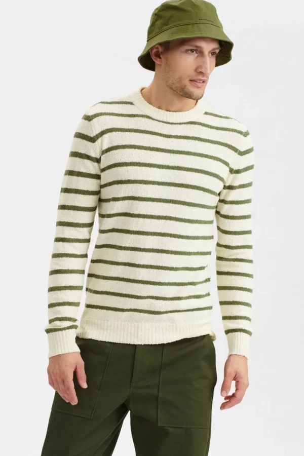 Mand Anerkjendt Akrico Stripe Knit - Olivine