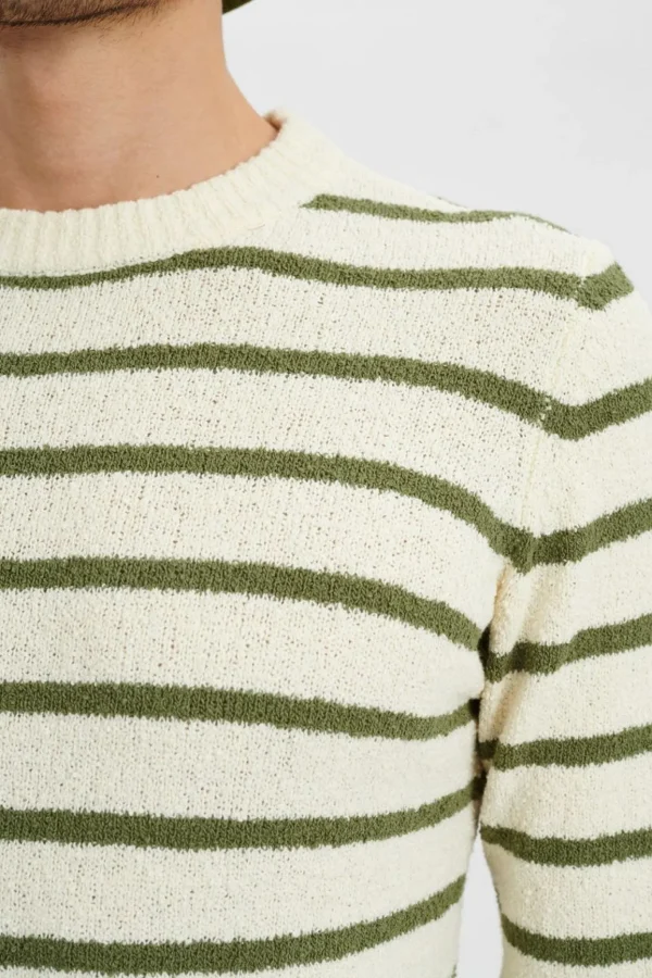 Mand Anerkjendt Akrico Stripe Knit - Olivine