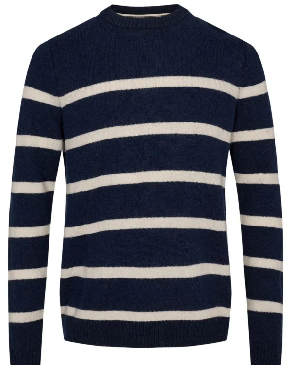 Mand Anerkjendt Akrico Stripe Lambswool - Dark Navy