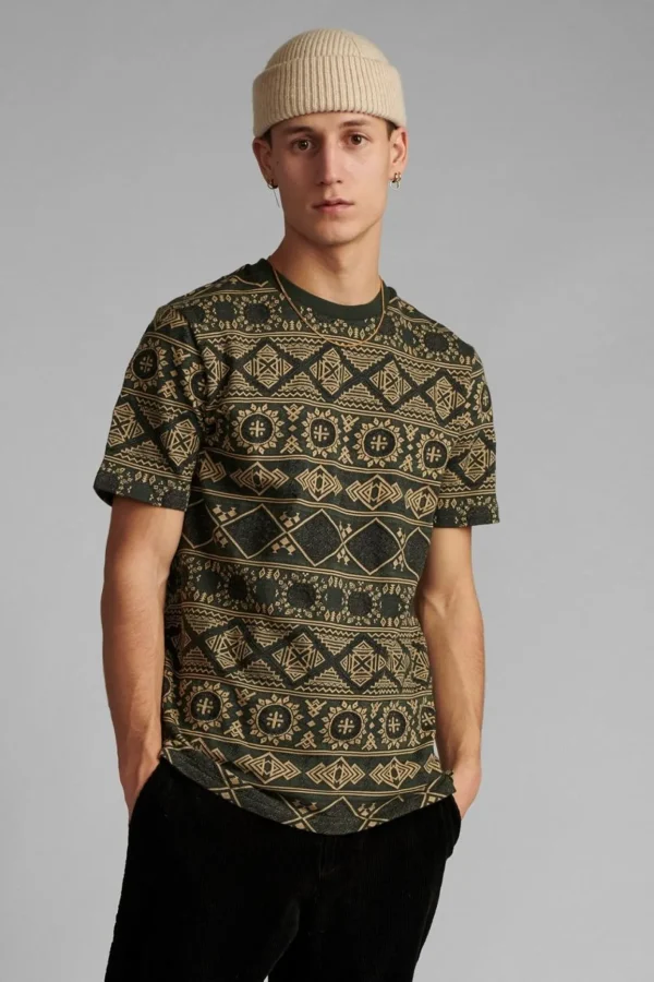 Mand Anerkjendt Akrod Jacquard T Shirt - Deep Forrest