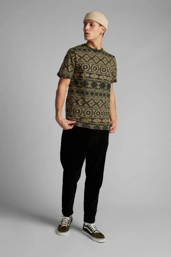 Mand Anerkjendt Akrod Jacquard T Shirt - Deep Forrest