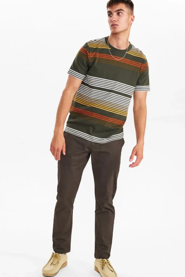 Mand Anerkjendt Akrod Stripe Tee - Forest Night