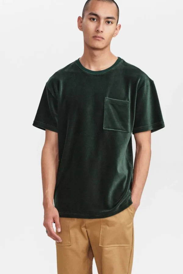 Mand Anerkjendt Akrune Velvet T Shirt - Deep Forrest