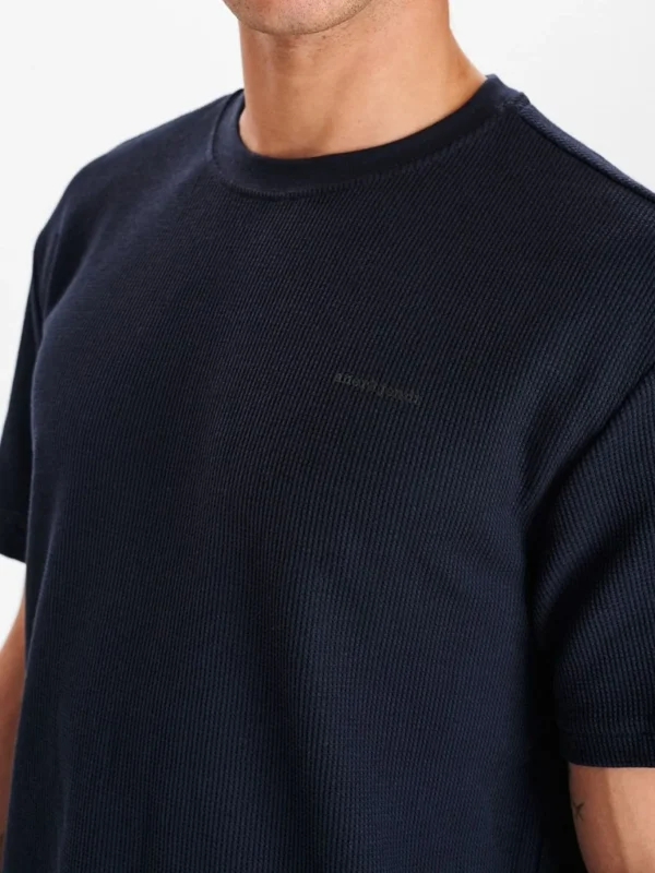 Mand Anerkjendt Akrune Waffle Tee - Dark Navy