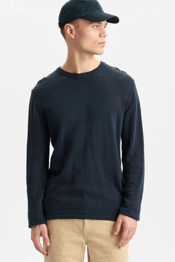 Mand Anerkjendt Aksail Cotton Linen Knit - Sky Captain