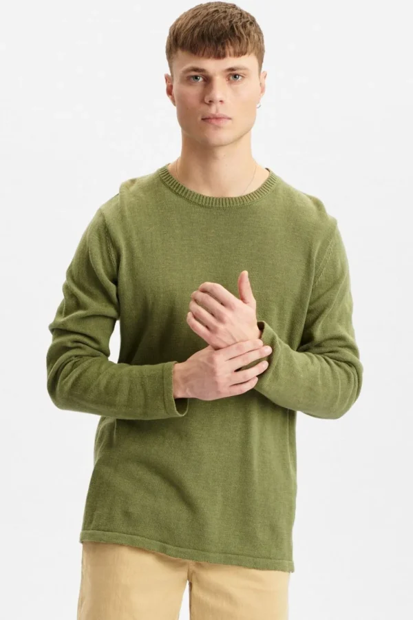 Mand Anerkjendt Aksail Cotton Linen Knit - Olivine