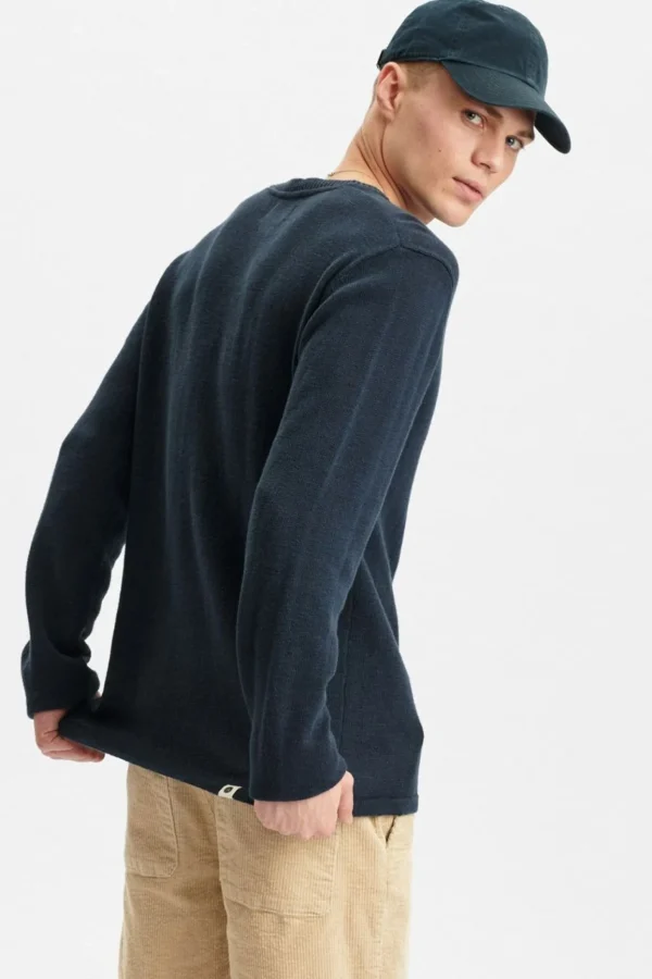 Mand Anerkjendt Aksail Cotton Linen Knit - Sky Captain