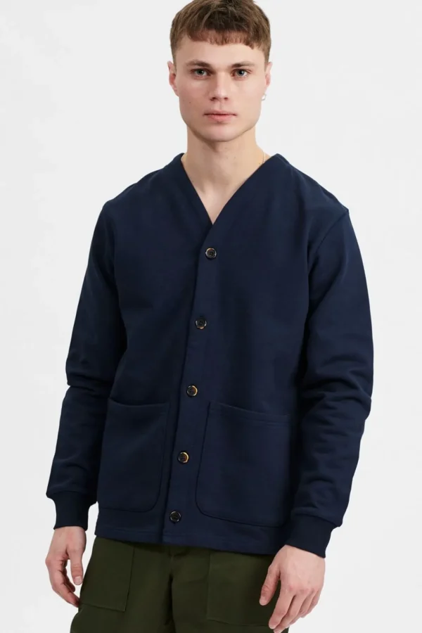 Mand Anerkjendt Aksam French Terry Cardigan - Sky Captain