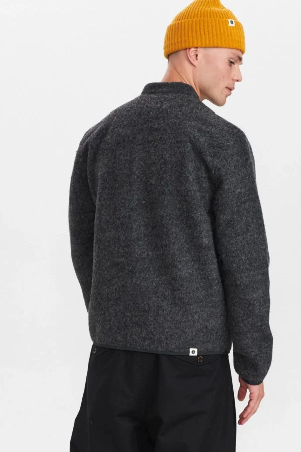 Mand Anerkjendt Aksigurd Boiled Wool Cardigan - Granit Grey Mel