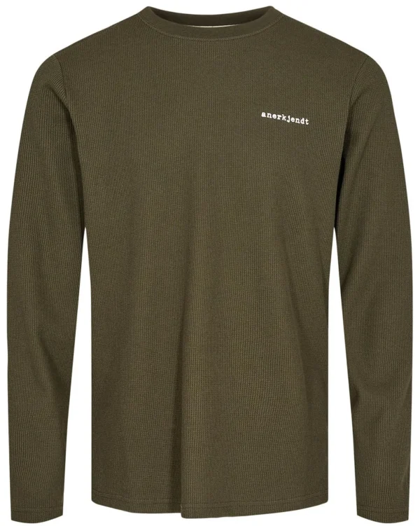 Mand Anerkjendt Aksilo L/S Waffle Emb Ls - Forest Night